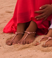 Toe-thong bridal accessories. 